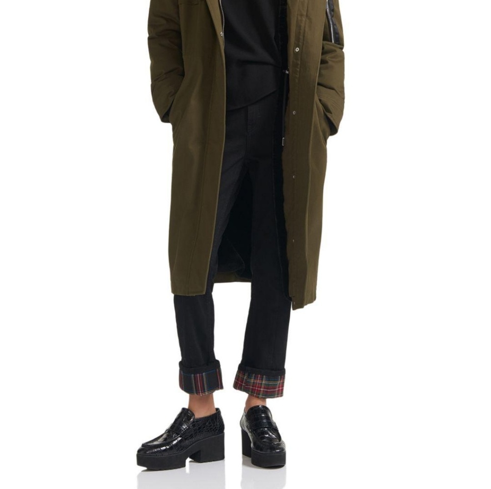 NEW MAJE BLACK CROC LEATHER PLATFORM LOAFER SZ 7